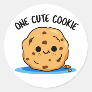 One Cute Cookie Funny Food Pun Classic Round Sticker
