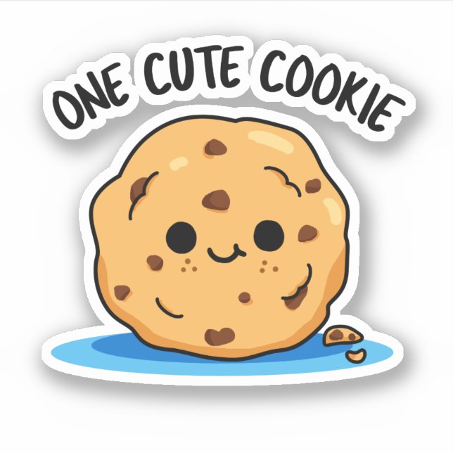 One Cute Cookie Funny Food Pun  Sticker (Front)
