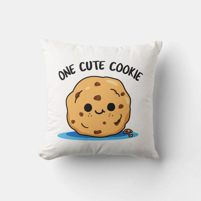 One Cute Cookie Funny Food Pun  Throw Pillow (Front)