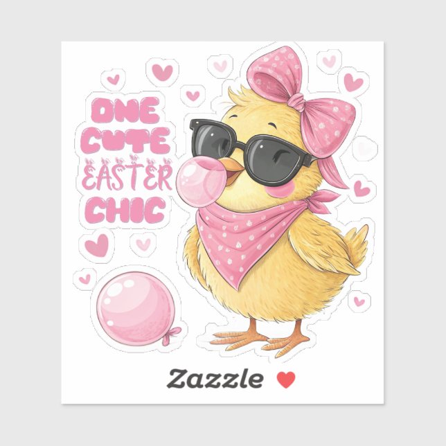 One Cute Easter Chic Chic Blowing Bubbles Sticker (Sheet)