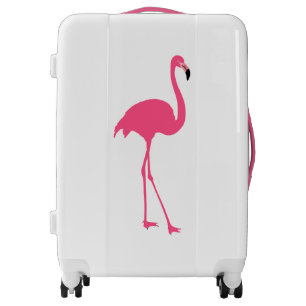 One cute pink flamingo isolated luggage