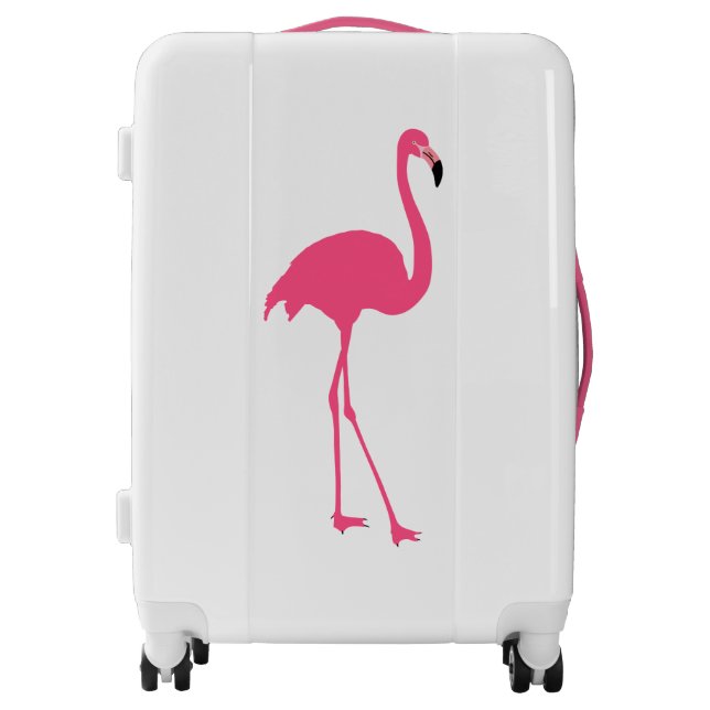 One cute pink flamingo isolated luggage (Front)