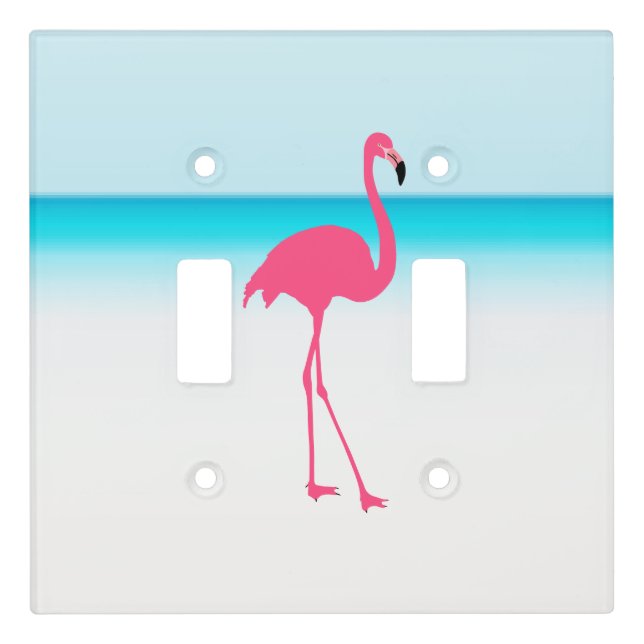 One cute pink flamingo on the beach light switch c (Front)