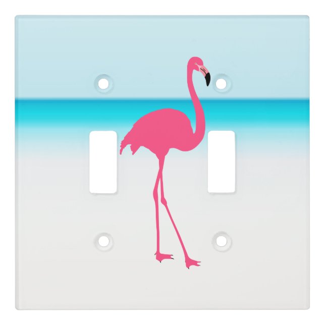 One cute pink flamingo on the beach light switch cover (Front)
