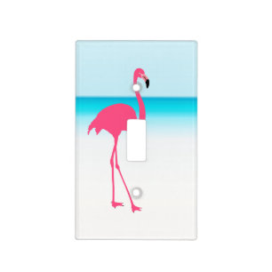 One cute pink flamingo on the beach light switch cover