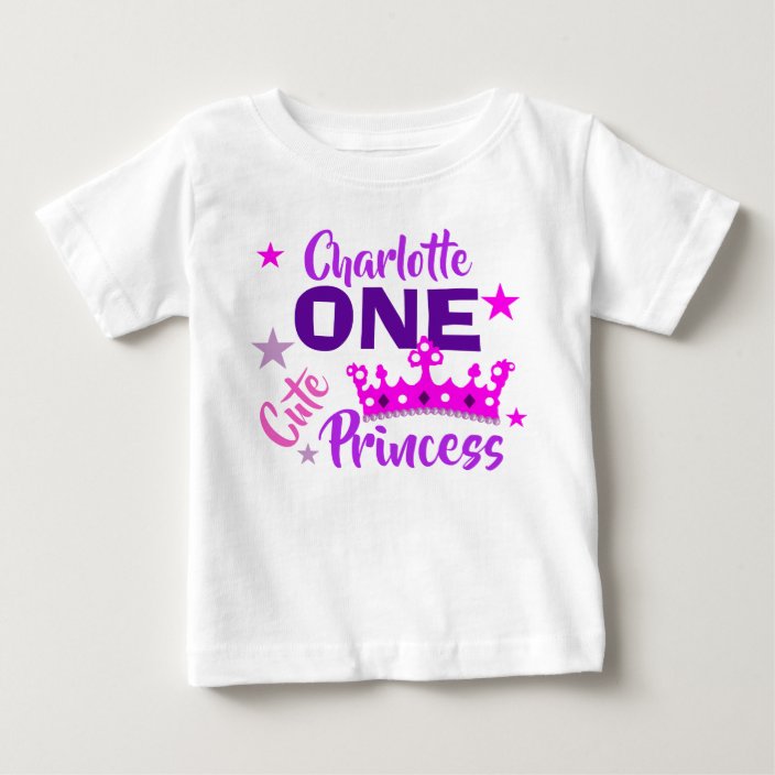 One Cute Princess 1st Birthday Personalized Baby T-Shirt | Zazzle.com