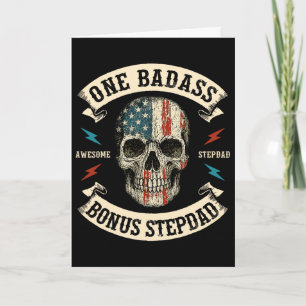 One D Bonus Stepdad Step Dad Skull Usa Flag Father Card