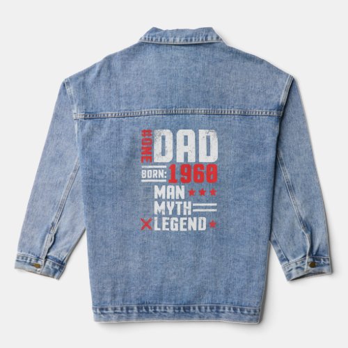 One Dad Father Born 1960 Man Myth Legend 62 Years  Denim Jacket