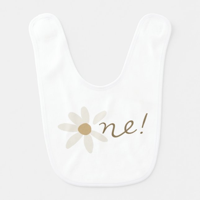 One Daisy Floral First Birthday Cute Baby Bib (Front)