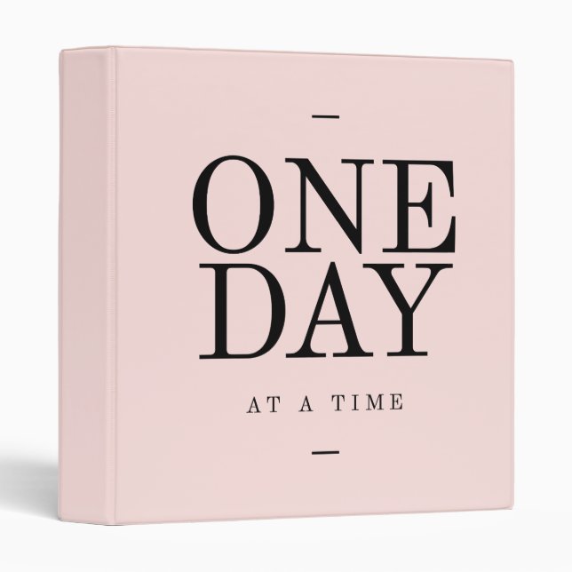 One Day Achieving Goals Quote Blush Pink Gift Binder (Front/Spine)