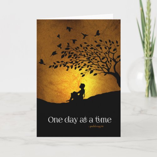 One Day at a Time 12 Step Recovery Female Card