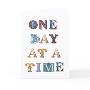 One Day At A Time 12 Step Slogan Anniversary Card