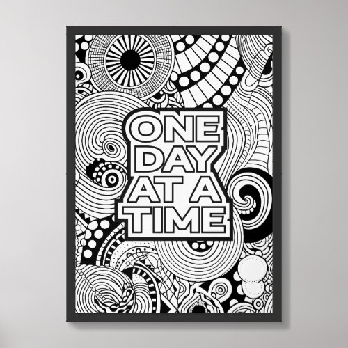 One Day at a Time Abstract Pattern Adult Coloring Framed Art