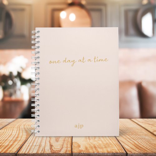 One Day at a Time  Blush Pink and Gold Script Planner