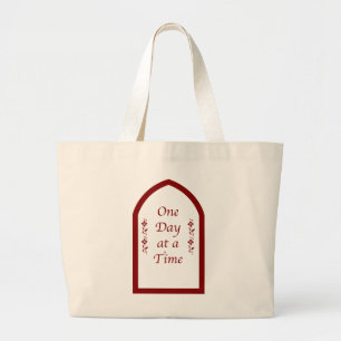 One Day at a Time-Burgundy Frame/Vintage Large Tote Bag