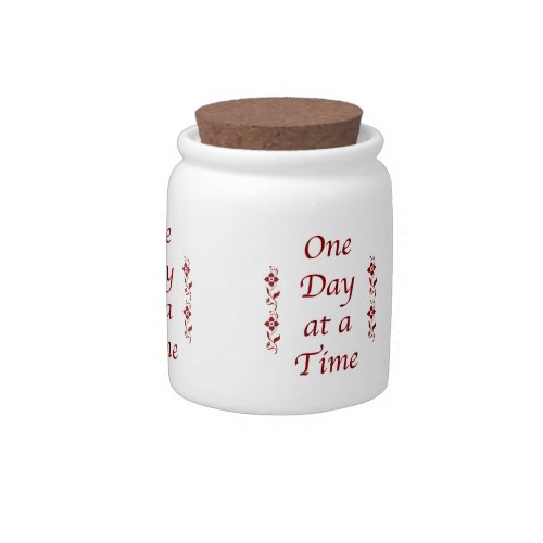 One Day at a Time_Burgundy with floral motif Candy Jar