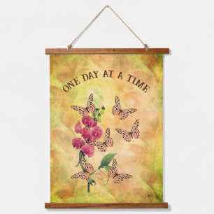 One Day At A Time Butterflies Sweet Pea Flower Hanging Tapestry