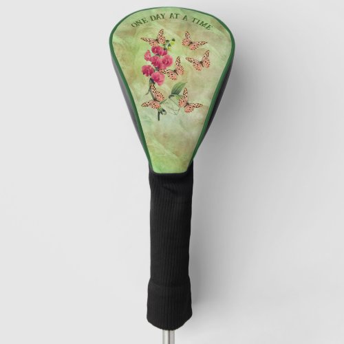 One Day At A Time Butterfly Flower Inspirational Golf Head Cover