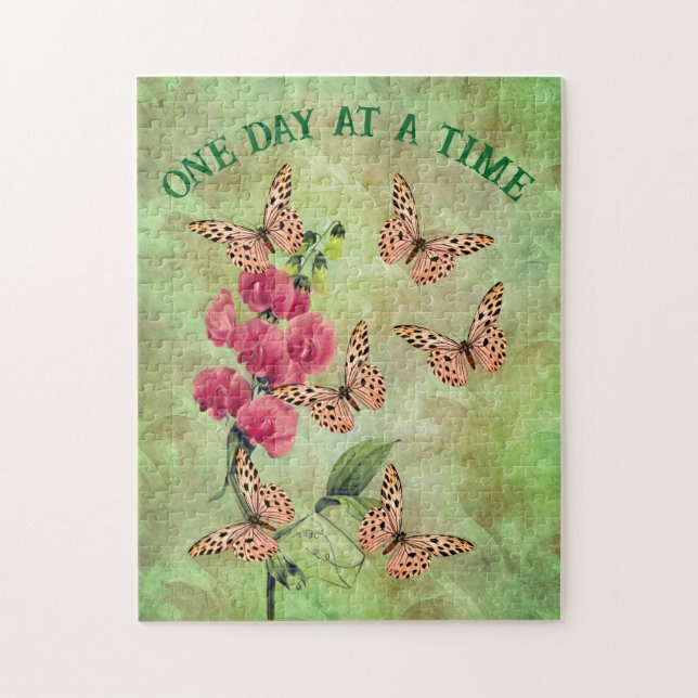 One Day At A Time Butterfly Flower Inspirational Jigsaw Puzzle (Vertical)