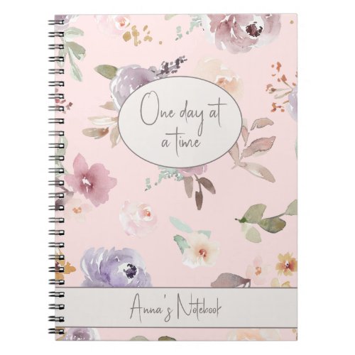One Day At a Time Floral Notebook AA Journal