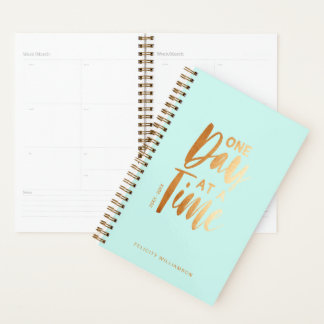One Day at a Time | Gold & Aqua Inspirational Planner