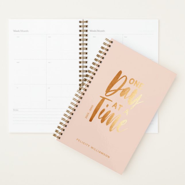 One Day at a Time | Gold Blush Pink Inspirational Planner (Display)