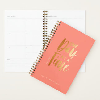 One Day at a Time | Gold & Coral Inspirational Planner