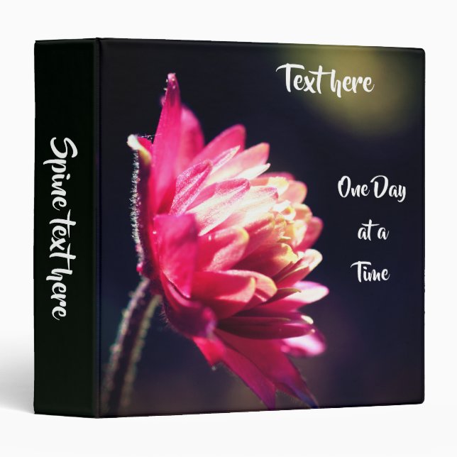 One Day At A Time Inspirational Personalized 3 Ring Binder (Front/Spine)