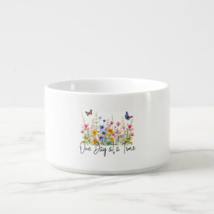 One Day at a Time Inspirational Quote Wildflowers Bowl