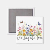 One Day at a Time Inspirational Quote Wildflowers