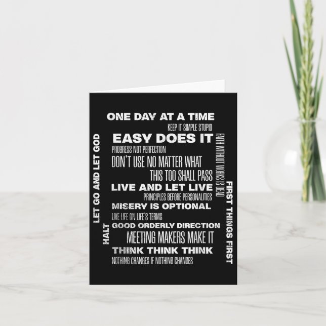 One Day At A Time Inspiring Recovery Sobriety Anni Card (Front)