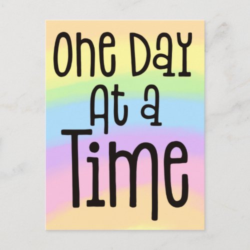 One Day At A Time Motivational Quote Rainbow Color Postcard