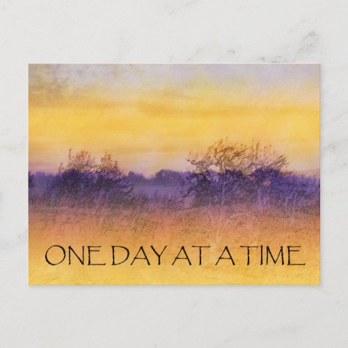 One Day at a Time Orange Purple Field Postcard