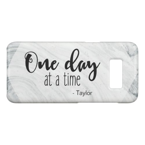One day at a time Personalized grey Marble Case_Mate Samsung Galaxy S8 Case