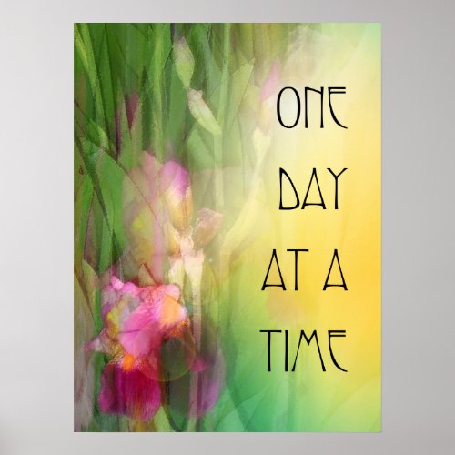 One Day at a Time Pink and Red Irises Poster