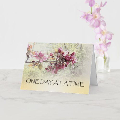 One Day at a Time Pink Blossoms Foil Greeting Card