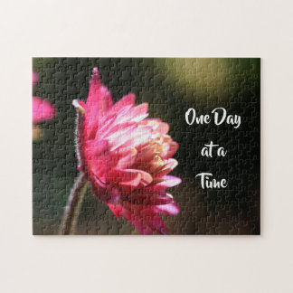 One Day At A Time Quote Flower In Sunlight      Jigsaw Puzzle