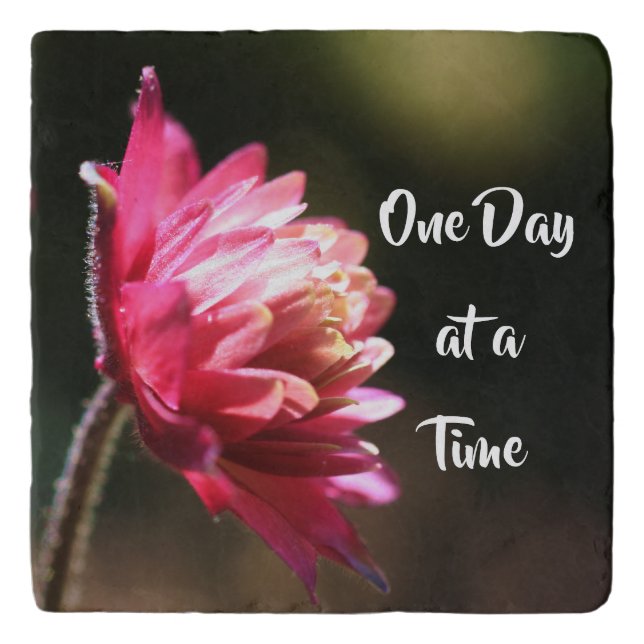 One Day At A Time Quote Flower In Sunlight   Trivet (Front)