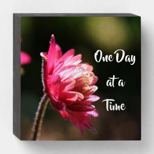 One Day At A Time Quote Flower In Sunlight Wooden Box Sign