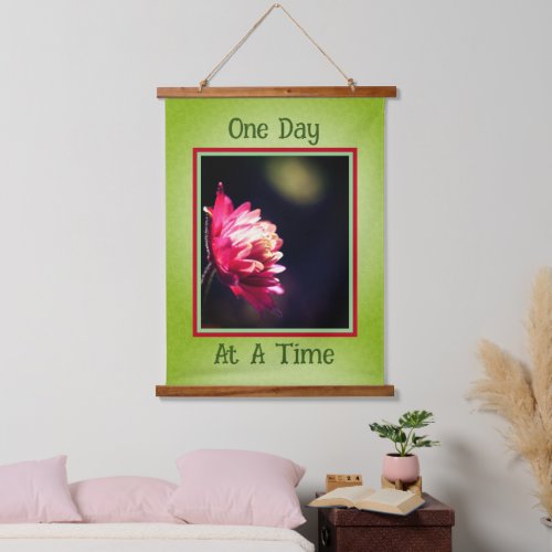 One Day At A Time Quote Flower Inspirational Hanging Tapestry