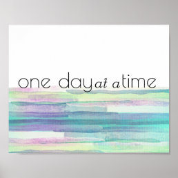 one day at a time quote motivational on abstract poster
