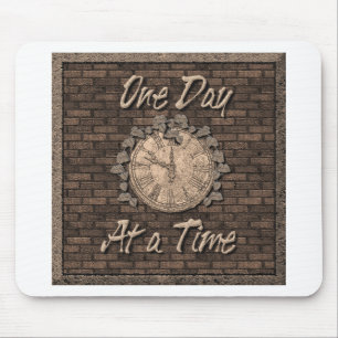 One Day At A Time Quote Slogan Old Clock Mouse Pad