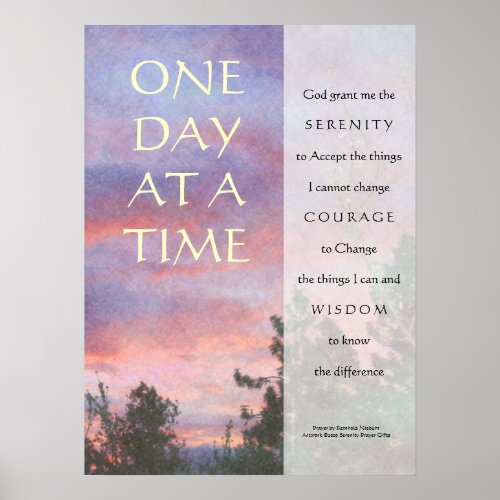 One Day at a Time Serenity Prayer Poster Print