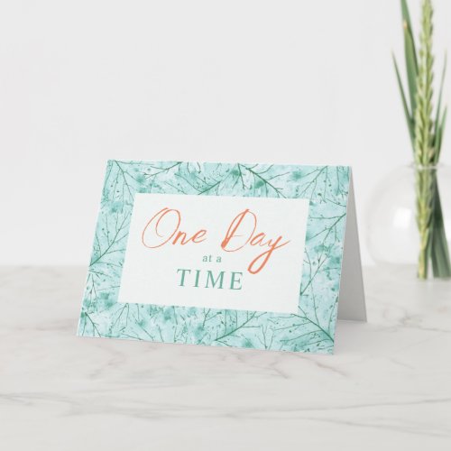 One Day at a Time Sobriety Birthday Mint Green Card