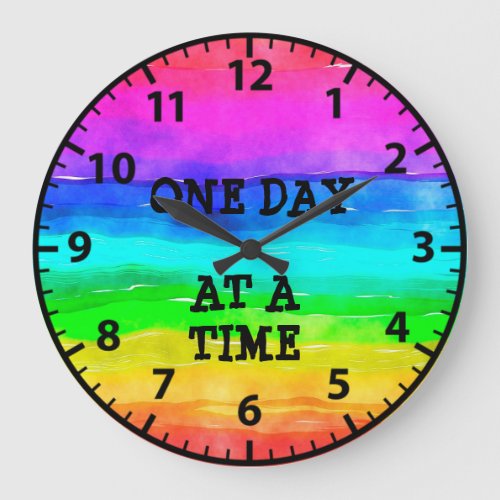 One Day at a Time Sobriety Recovery Rainbow Clock