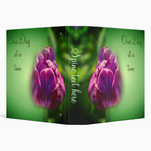 One Day At A Time Tulip Inspirational Personalized 3 Ring Binder