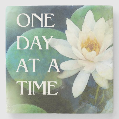 One Day at a Time Water Lily Stone Coaster