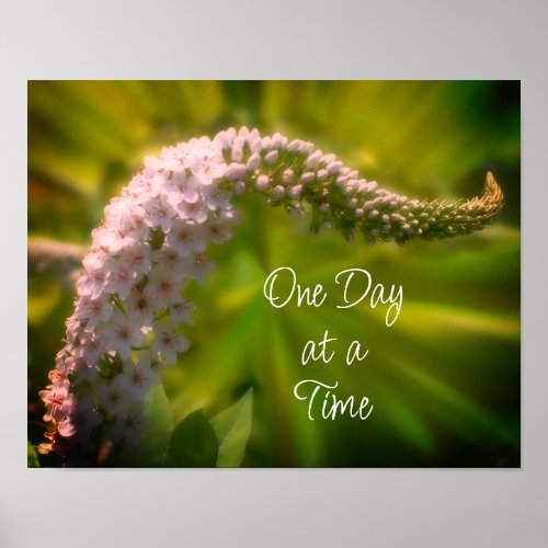 One Day At A Time White Wildflower Inspirational Poster