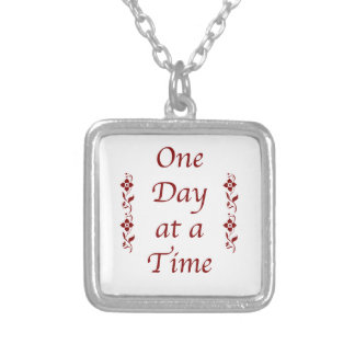One Day at a Time-with Burgundy Detail Silver Plated Necklace
