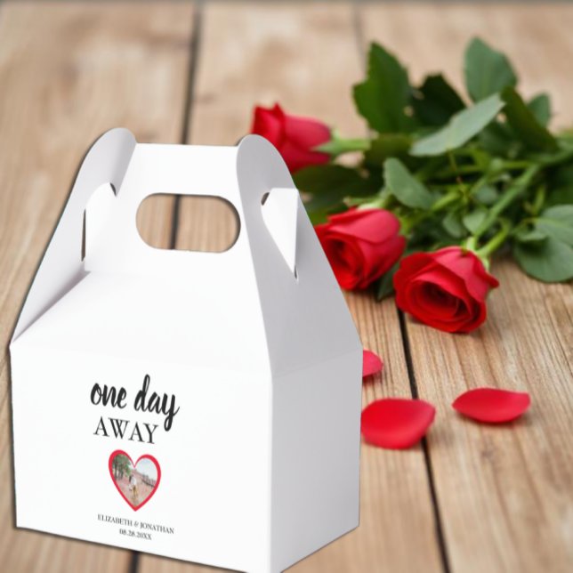 One Day Away Heart Photo Rehearsal Dinner Favor Boxes (Creator Uploaded)